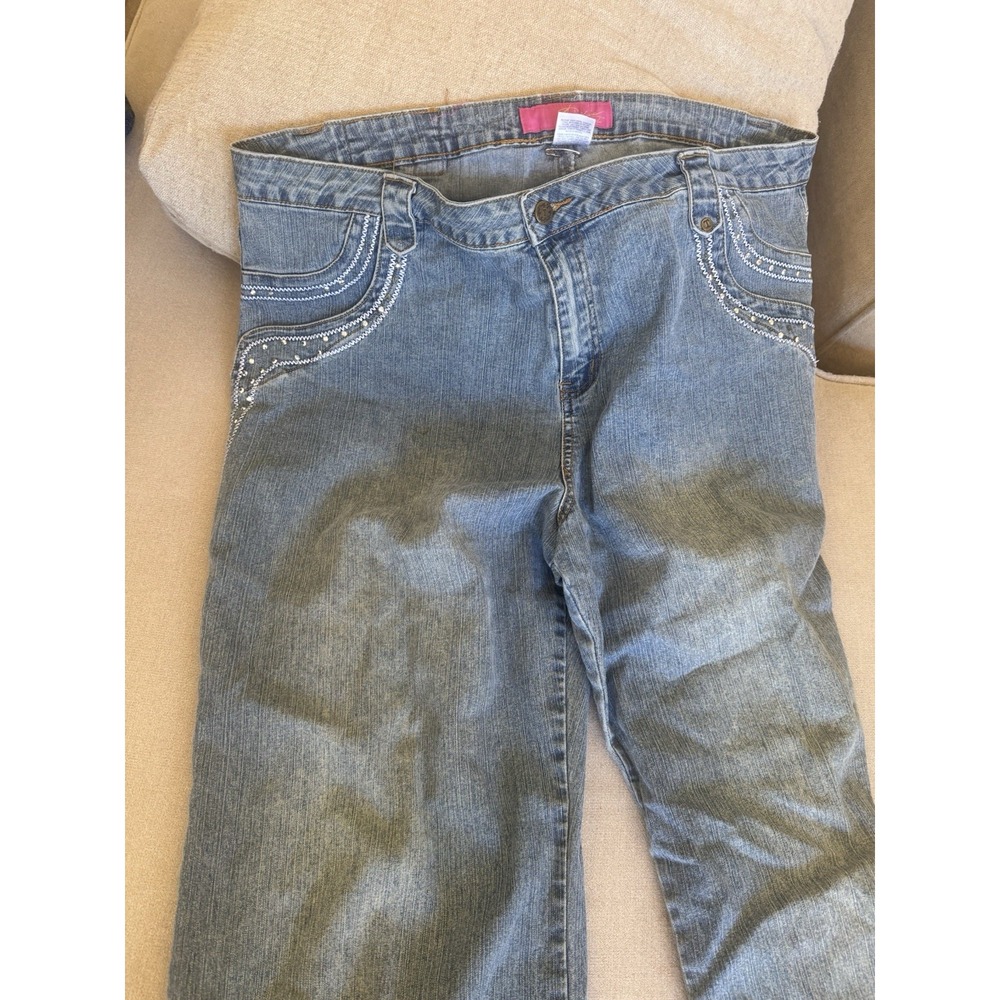 Thalia Sodi Stretch Bootcut Jeans Womens 20W Light Blue Embellished Pockets